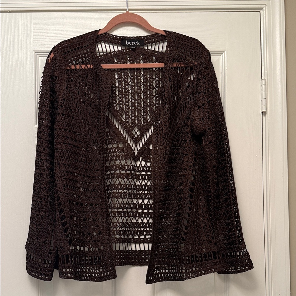 Berek Women's Chocolate Brown Open Weave Cardigan